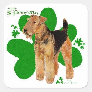 Airedale Terrier St Paddy Square Sticker