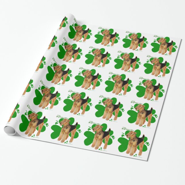 Airedale Terrier St Paddy Wrapping Paper (Unrolled)