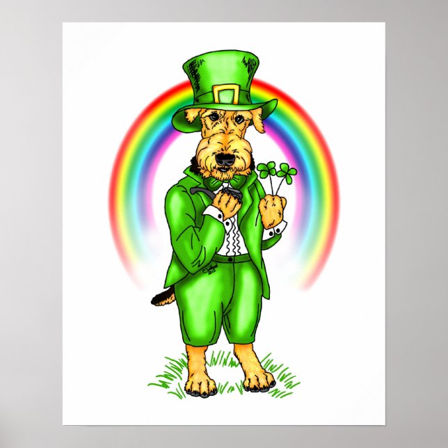 Airedale Terrier St. Patrick's Day Leprechaun Poster (Front)