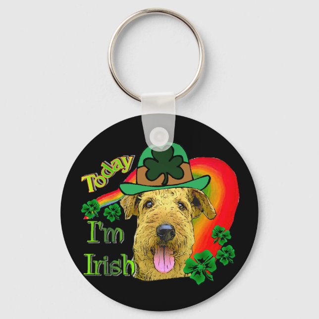 Airedale Terrier St Patricks Key Ring (Front)