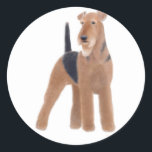 Airedale Terrier Sticker<br><div class="desc">Original fine art design of an Airedale terrier dog on quality cards,  stickers & great gifts by designer Carolyn McFann of TwoPurring Cats Studio.</div>