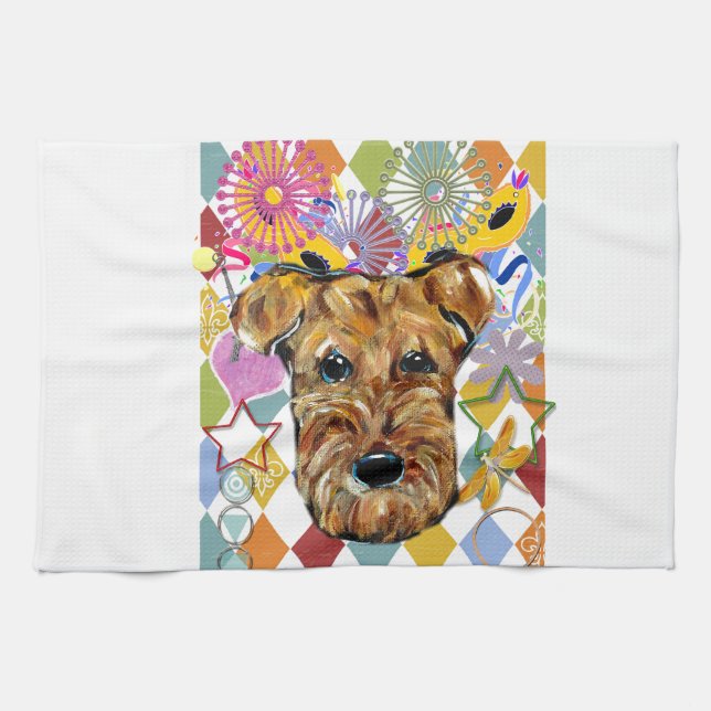 AIREDALE TERRIER TEA TOWEL (Horizontal)