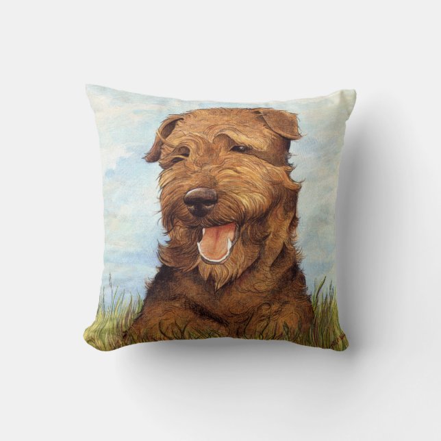Airedale Terrier Throw Pillow (Front)