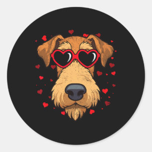 Airedale Terrier Valentine Heart Cute Dog Lovers  Classic Round Sticker