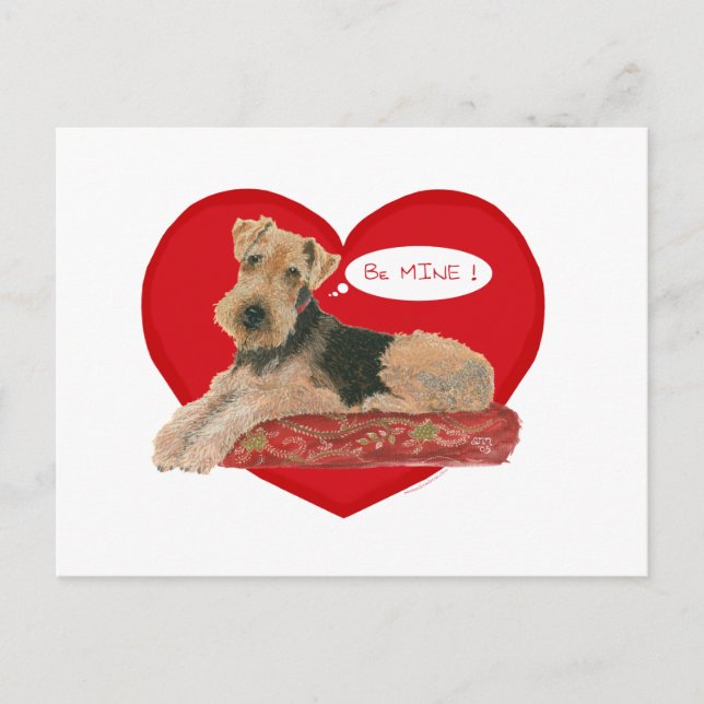 Airedale Terrier Valentine Holiday Postcard (Front)