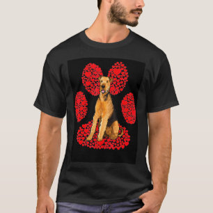 Airedale Terrier Valentines Day Dog Love Paw T-Shirt