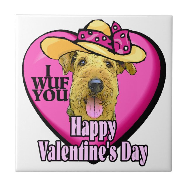 Airedale Terrier Valentines Day Tile (Front)