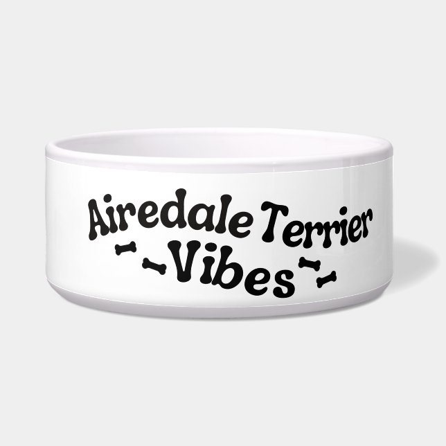 Airedale Terrier Vibes Ceramic Dog Bowl  (Left)