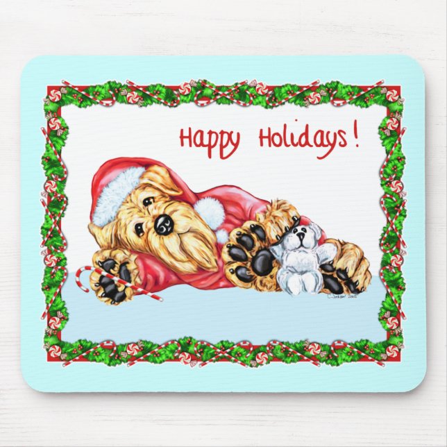 Airedale Terrier Waiting for Santa Mouse Mat (Front)