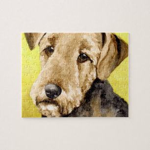 Airedale Terrier Watercolor Portrait Jigsaw Puzzle