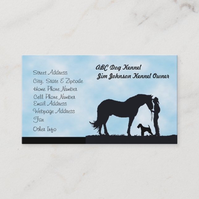Airedale Terrier Western Silhouette Custom Profile Business Card (Front)