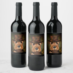 AIREDALE TERRIER WINE LABEL