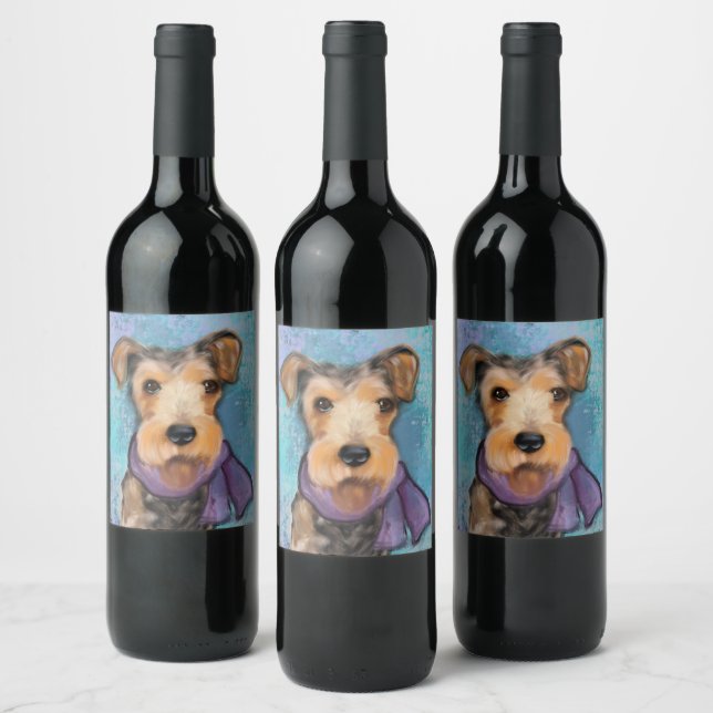 Airedale Terrier Wine Label (Bottles)