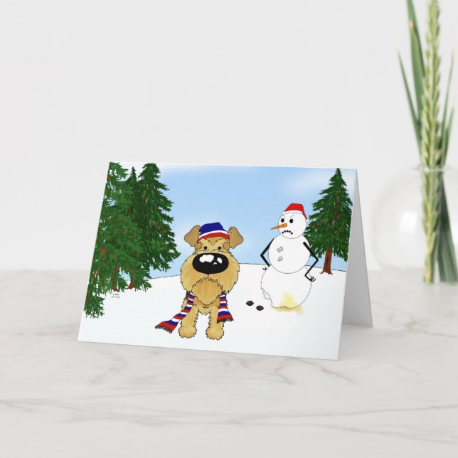 Airedale Terrier Winter Scene Holiday Card (Front)
