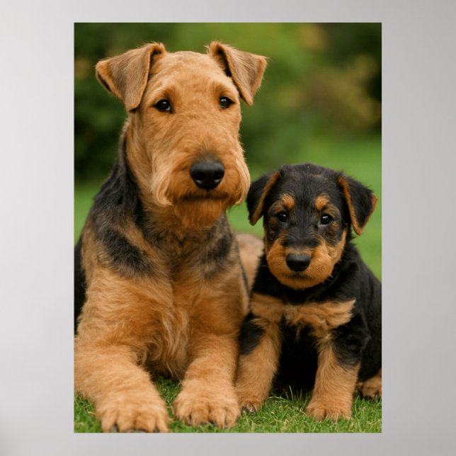 Airedale Terrier With Puppy Poster (Front)