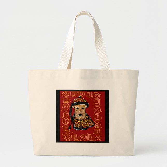Airedale Terrier Year of the Dog Large Tote Bag (Front)