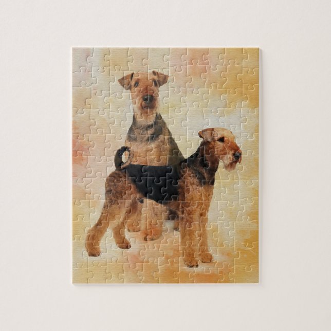 Airedale Terriers Digital Art Jigsaw Puzzle (Vertical)