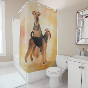 Airedale Terriers Digital Art Shower Curtain