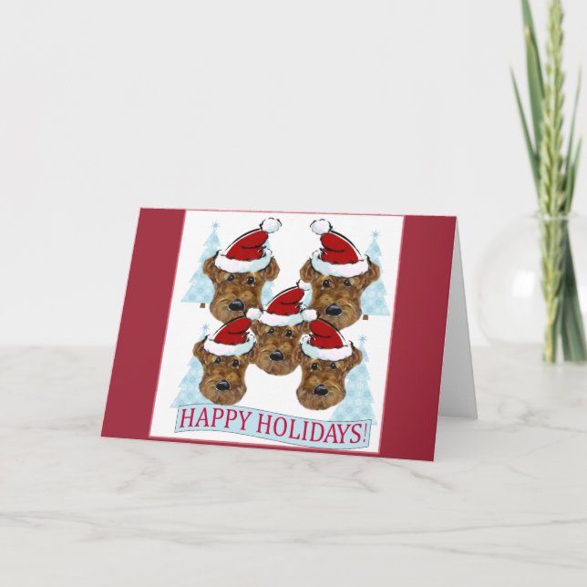AIREDALE TERRIERS HOLIDAY CARD (Front)