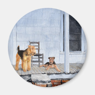 Airedale Terriers on the Veranda Magnet