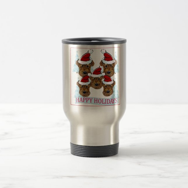 AIREDALE TERRIERS TRAVEL MUG (Center)