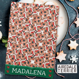 Airedale Terrrier Christmas Dog Tea Towel
