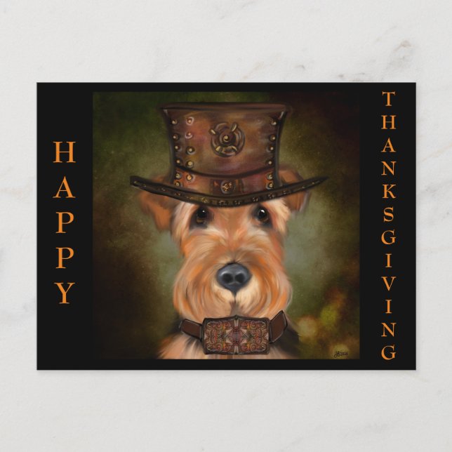 AIREDALE THANKSGIVING HOLIDAY POSTCARD (Front)
