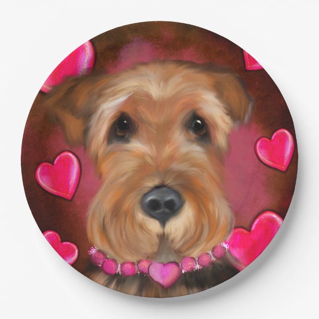 Airedale Valentine Paper Plate (Front)