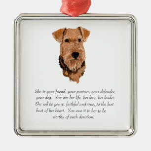 Airedale, Welsh, Lakeland Terrier Keepsake Metal Tree Decoration