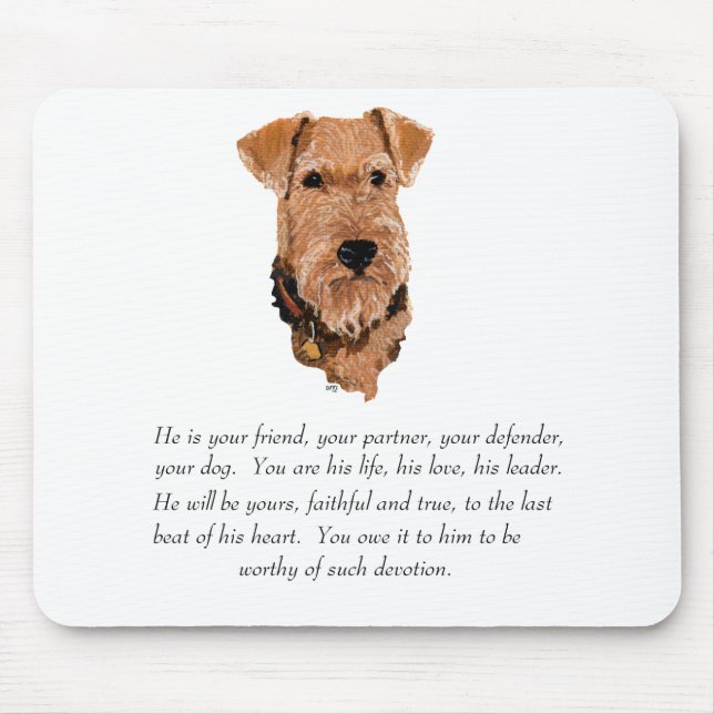 Airedale, Welsh, Lakeland Terrier Keepsake Mouse Mat (Front)