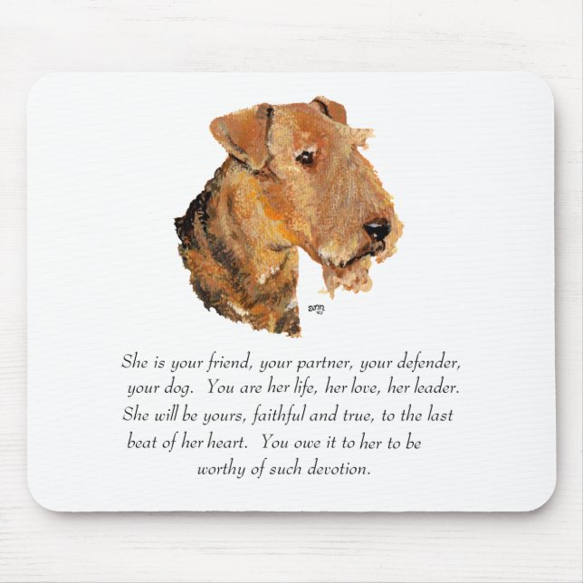 Airedale, Welsh, Lakeland Terrier Keepsake Mouse Mat (Front)