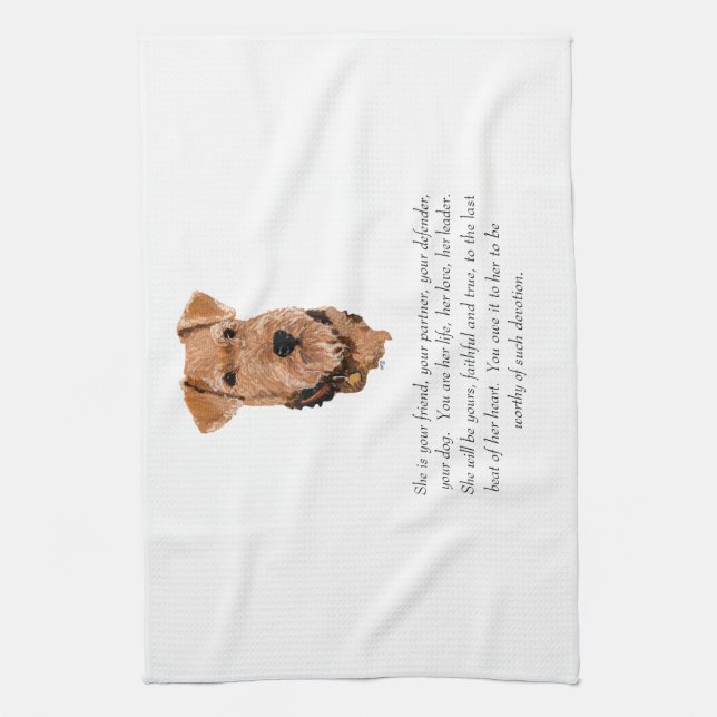 Airedale, Welsh, Lakeland Terrier Keepsake Tea Towel (Vertical)