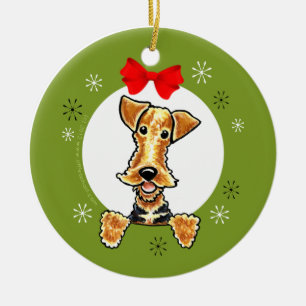 Airedale Welsh Terrier Christmas Classic Ceramic Tree Decoration