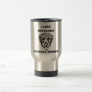 Airedale with Dog's Name, Breed & Silhouette Travel Mug