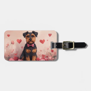 Airedale with Roses - Valentine's Day Luggage Tag