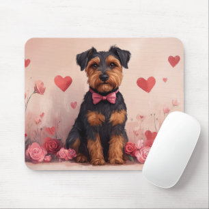Airedale with Roses - Valentine's Day Mouse Mat