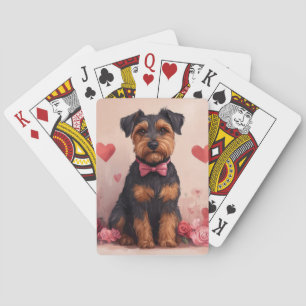 Airedale with Roses - Valentine's Day Playing Cards