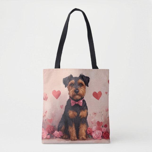 Airedale with Roses - Valentine's Day Tote Bag (Front)