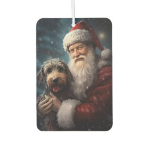 Airedale with Santa Claus Festive Christmas  Car Air Freshener