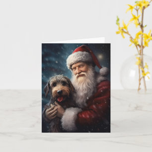 Airedale with Santa Claus Festive Christmas Card
