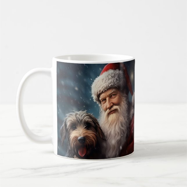 Airedale with Santa Claus Festive Christmas  Coffee Mug (Left)