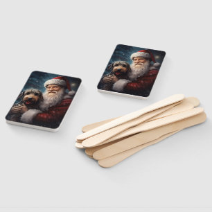 Airedale with Santa Claus Festive Christmas Hand Fan