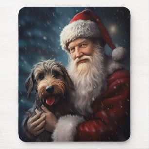 Airedale with Santa Claus Festive Christmas  Mouse Mat