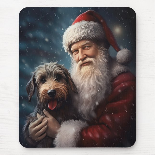 Airedale with Santa Claus Festive Christmas  Mouse Mat (Front)
