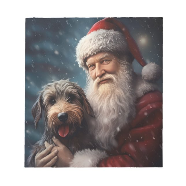 Airedale with Santa Claus Festive Christmas  Notepad (Front)