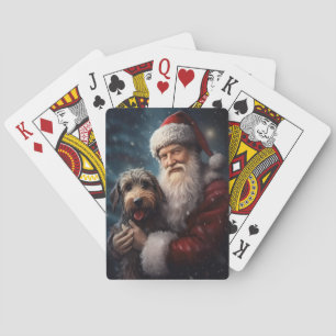 Airedale with Santa Claus Festive Christmas Playing Cards