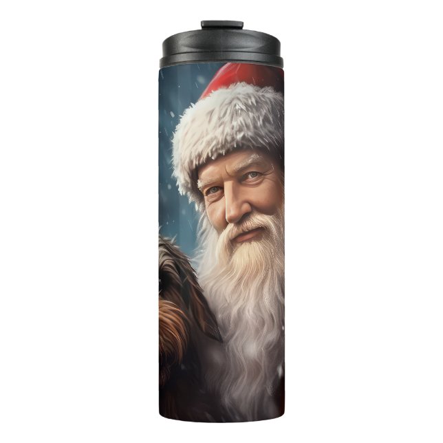 Airedale with Santa Claus Festive Christmas  Thermal Tumbler (Front)