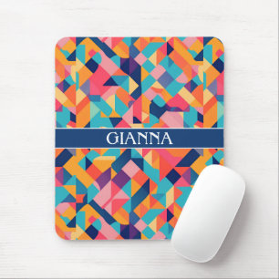 Airedoodle Geometric Colourful Personalised Patter Mouse Mat