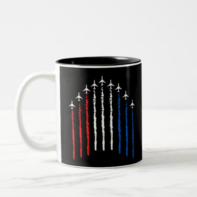 Airforce Flyover  4th Of July Two-Tone Coffee Mug (Left)