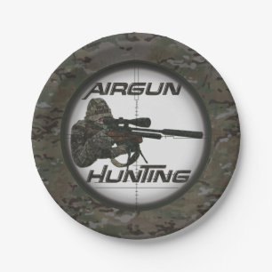 Airgun hunting logo hat keychain button classic ro paper plate